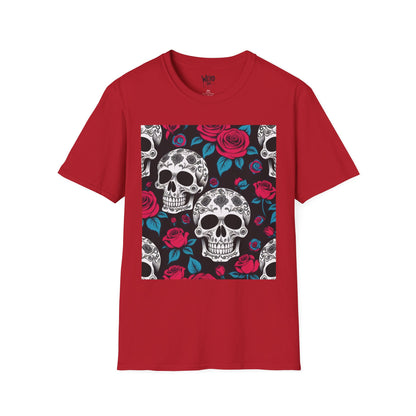 Floral Skull Symphony, Unisex Soft style Graphic Tee