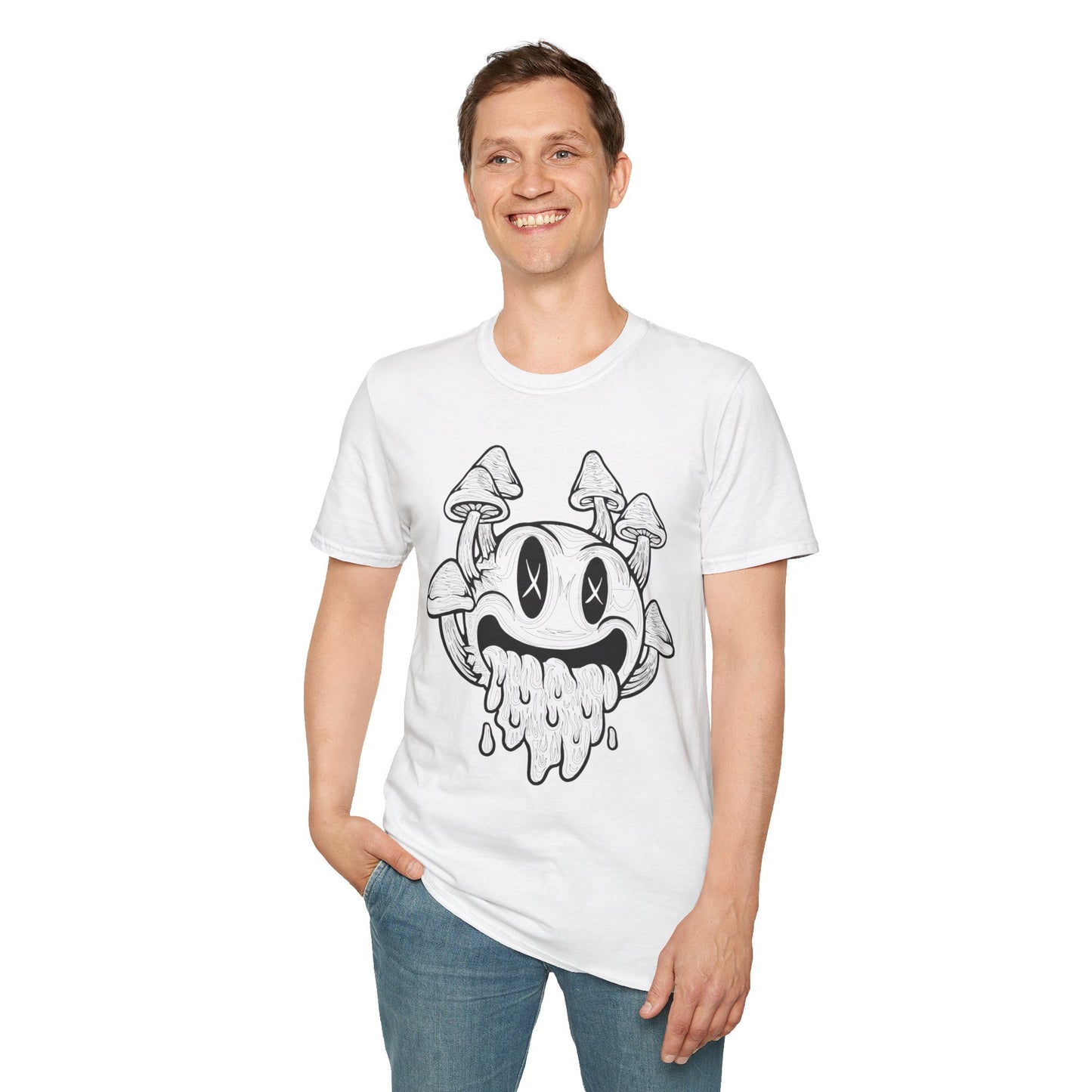 Shroomed Out Smiley, Unisex Soft style T-Shirt