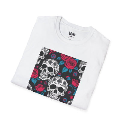 Floral Skull Symphony, Unisex Soft style Graphic Tee