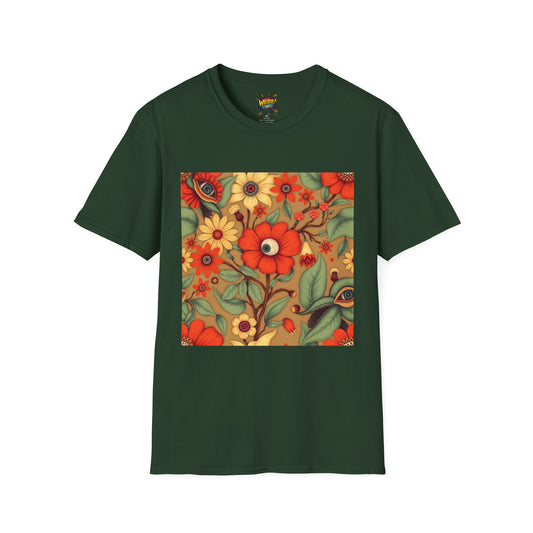 Blooming Eyes - Surreal Floral T-Shirt Design