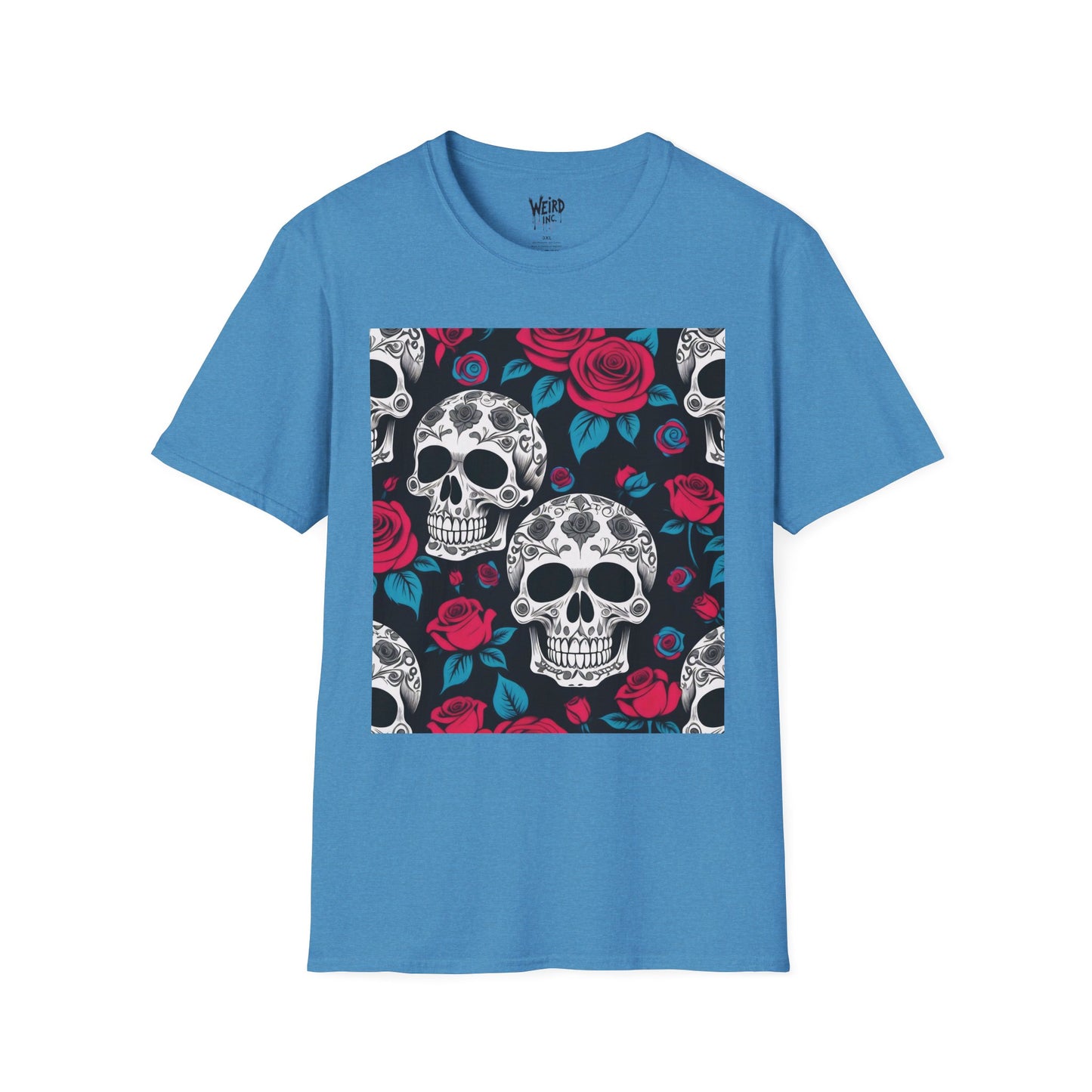 Floral Skull Symphony, Unisex Soft style Graphic Tee