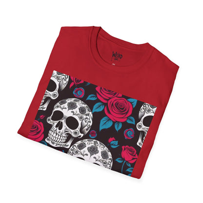 Floral Skull Symphony, Unisex Soft style Graphic Tee