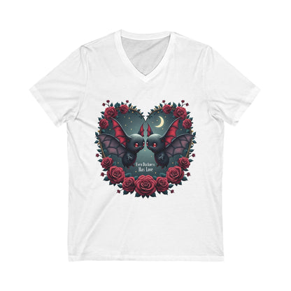 Love in Darkness, Unisex Jersey Short Sleeve V-Neck Tee