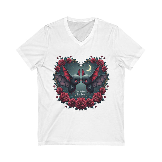 Love in Darkness, Unisex Jersey Short Sleeve V-Neck Tee