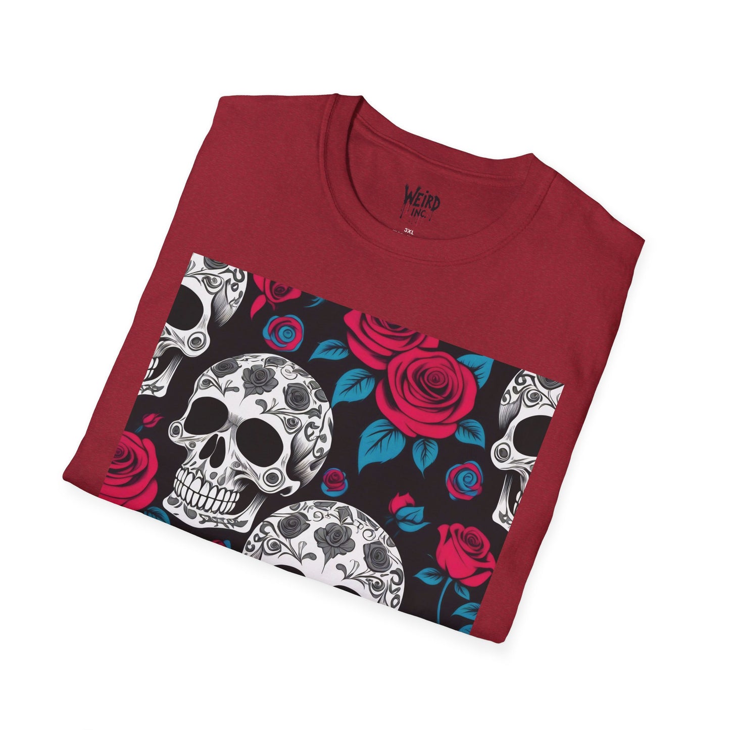 Floral Skull Symphony, Unisex Soft style Graphic Tee