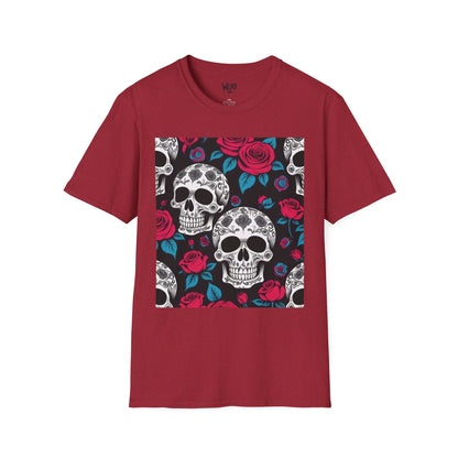 Floral Skull Symphony, Unisex Soft style Graphic Tee