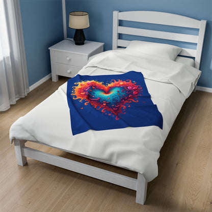 Fiery Heart- Velveteen Plush Blanket