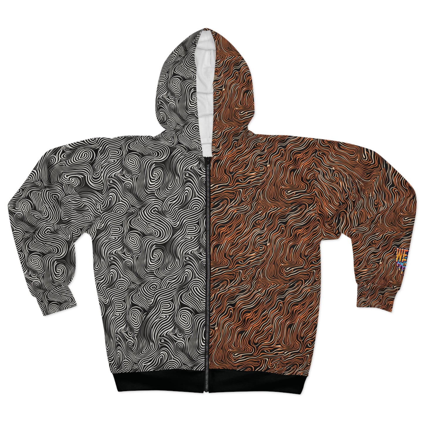 Split Pattern Unisex Zip Hoodie by Weird Inc