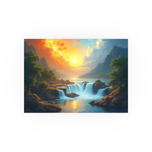 Poster Print - Sunset Waterfall Theme