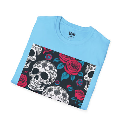 Floral Skull Symphony, Unisex Soft style Graphic Tee