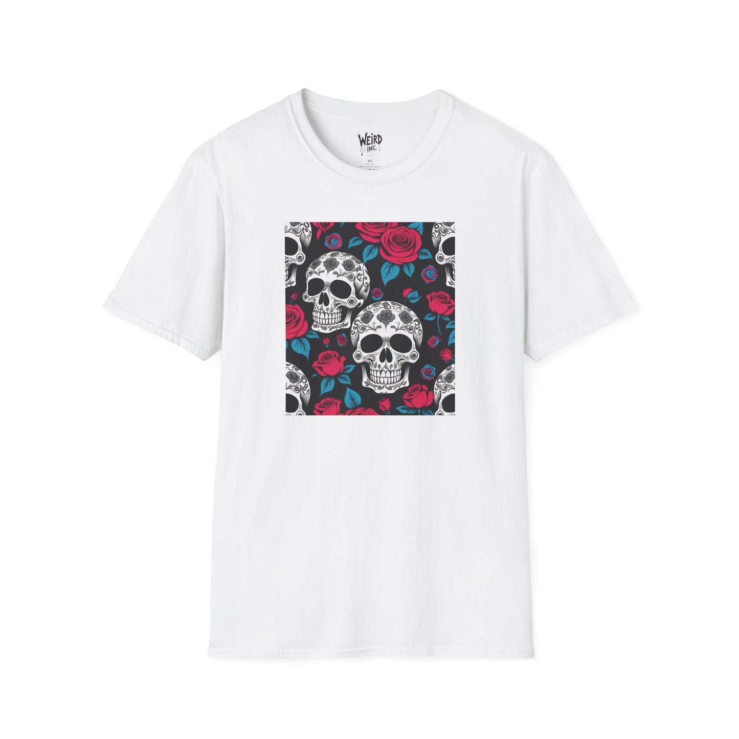 Floral Skull Symphony, Unisex Soft style Graphic Tee