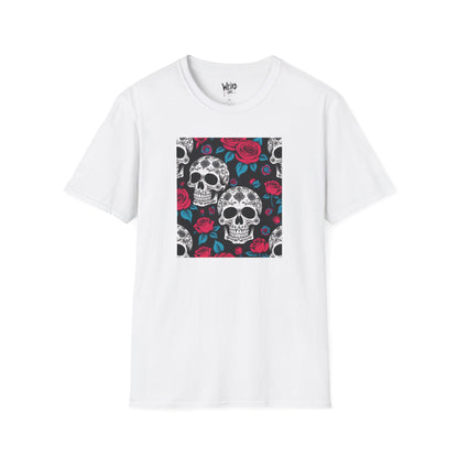 Floral Skull Symphony, Unisex Soft style Graphic Tee