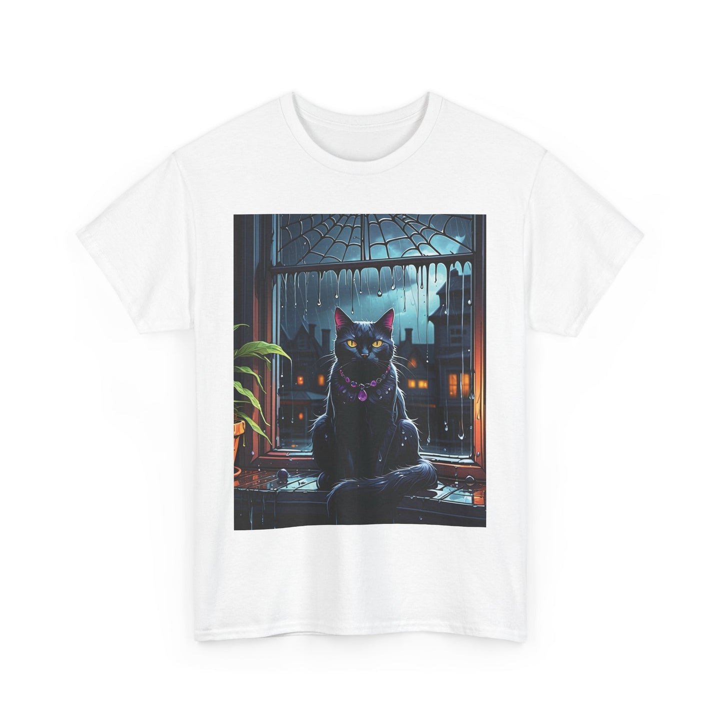 Midnight Watcher, Sleek Black Cat Graphic Tee